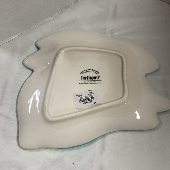 Pier 1 Easter Bunny Rabbit Hand Painted Dolomite Cookie Treats Plate Daisies - Picture 3 of 7